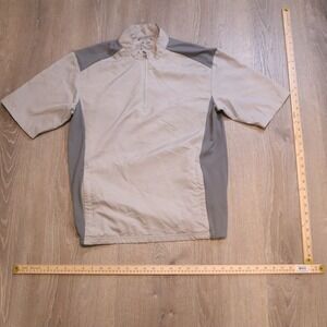Adidas Short Sleeve Quarter Zip Pullover Mens Golf Athletic Shirt Beige Gray